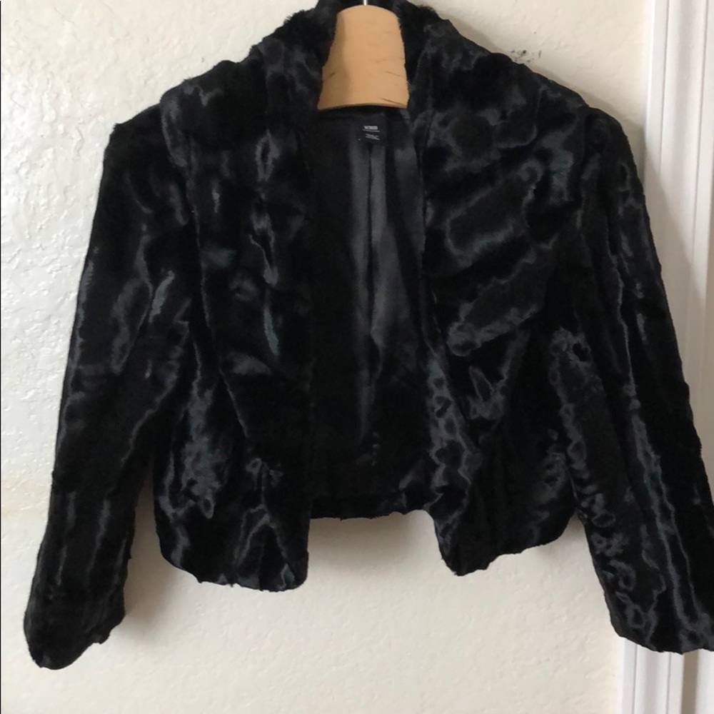 Black & White Fur Cropped Coat
